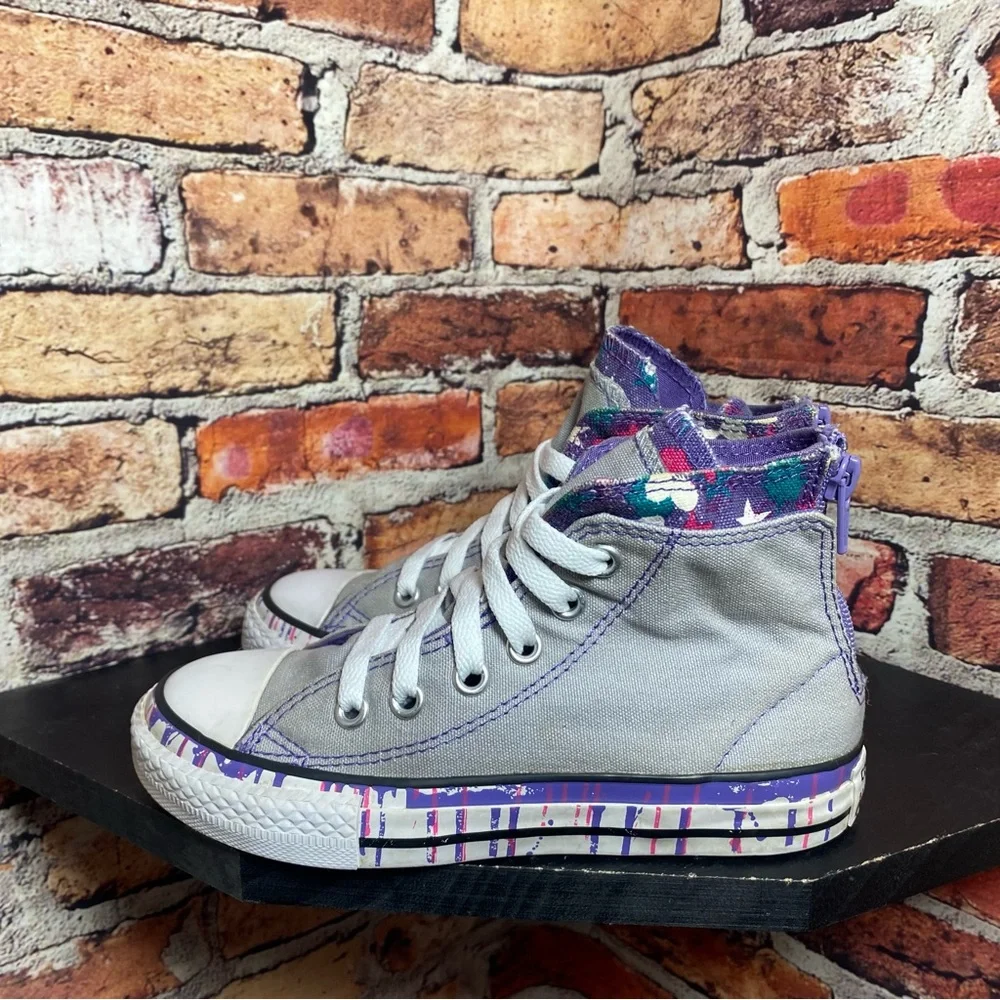 Converse ctas hi grey purple zipper splatter drip - Picture 4 of 7